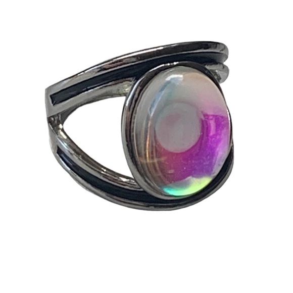 Rainbow of Colors Faux Moonstone Fashion Ring Woman’s Jewelry Mood Ring - Picture 1 of 11